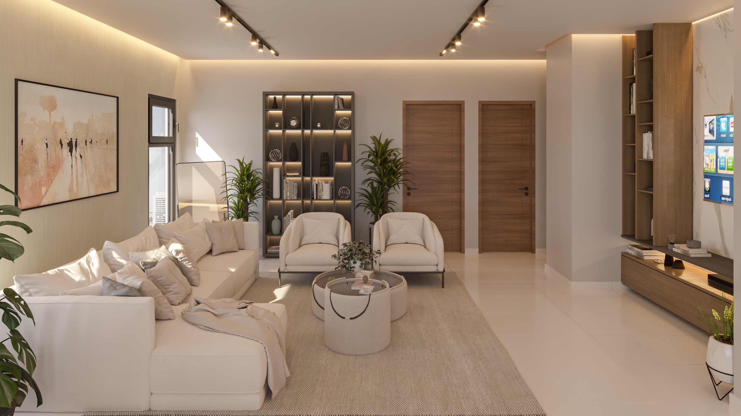 Three-bedroom apartment rendering